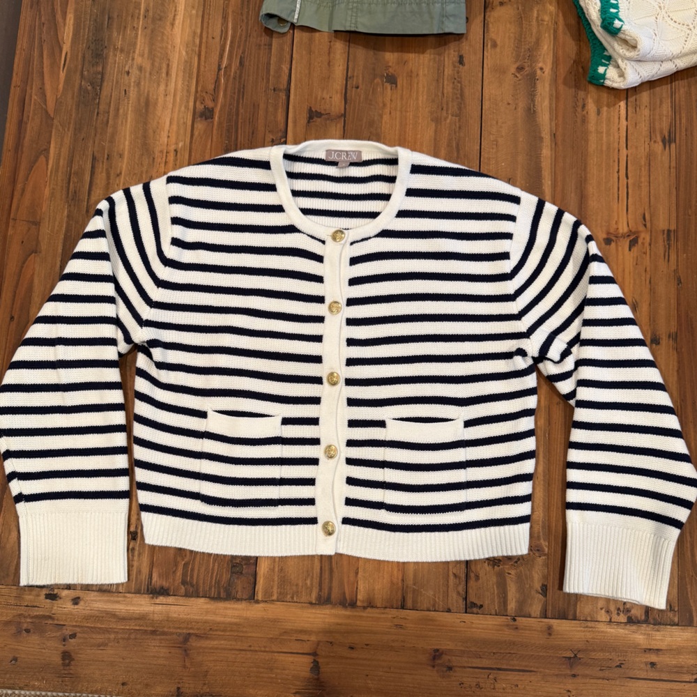 J Crew | Nautical Striped Cardigan Sweater | Size Medium